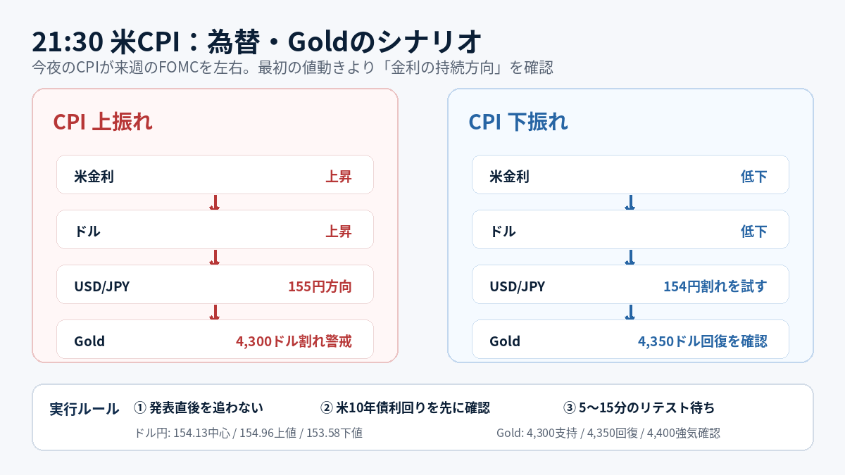 21:30 米CPI：為替・Goldのシナリオ